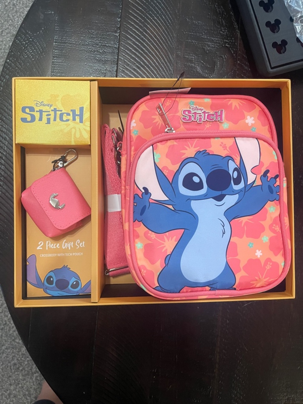Disney Pink Stitch Kids Crossbody Bag & Tech Pouch Set